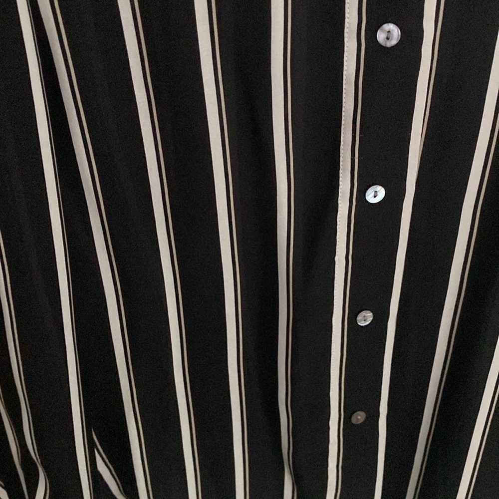 Kate Hill silk blouse, black with white vertical stripes, worn once - Picture 8 of 8